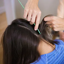 Clinicians check for head lice at our lice salon.